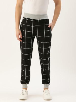 RodZen Checkered Men Black Track Pants