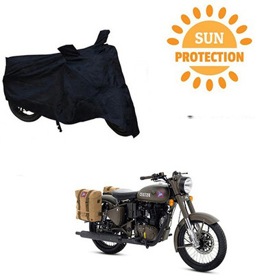 saanvi Waterproof Two Wheeler Cover for Royal Enfield(Classic 500, Black)