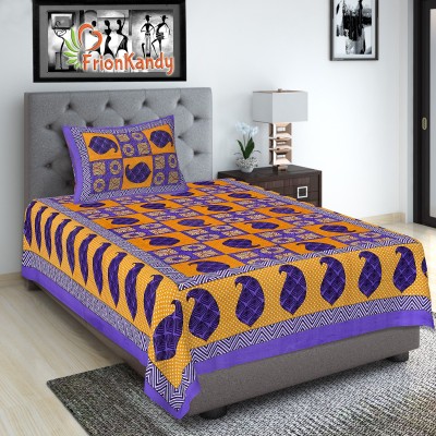 FrionKandy 240 TC Cotton Single Printed Flat Bedsheet(Pack of 1, Purple)