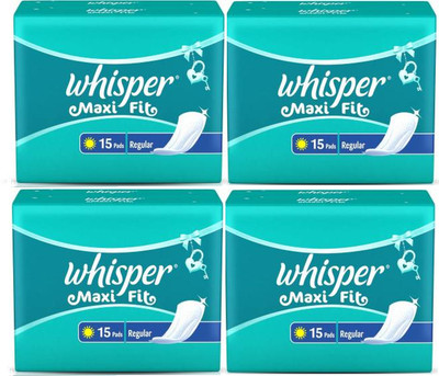 Whisper Maxi Fit Regular 15+15+15+15 Pads Sanitary Pad(Pack of 4)
