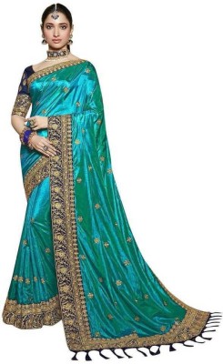 DEV SHREE SILK Embellished Bollywood Pure Silk Saree(Light Green)