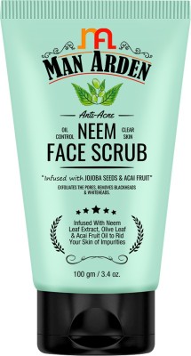 Man Arden Anti-Acne Neem Face Scrub - For Oil Control And Clear Skin - Infused With Neem Extract, Olive Leaf And Acai Fruit Oil, 100g Scrub(100 g)