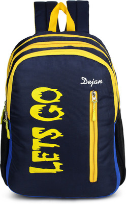 Dejan Stylish Polyester Large Compartment Attractive Design Lightweight Laptop Backpack for Travel, College and School - (Yellow_ Blue) Waterproof Backpack(Blue, 30 L)
