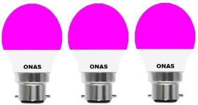 Onas 3 W Standard B22 LED Bulb(Pink, Pack of 3)