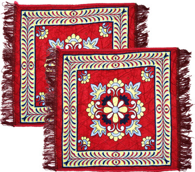 RRC Multicolor Velvet Area Rug(2 ft,  X 2 ft, Square)