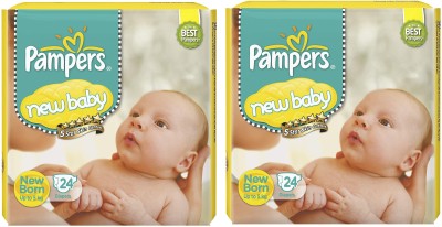 Pampers Active Baby Diapers, New Born,24+24 Extra Small, (NB, XS) size, 24 - New Born(2 Pieces)