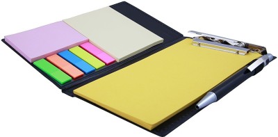 COI memo neon Pink Note Book with Sticky Notes & Clip Holder in Diary Style with Free Pen (White and Yellow) Pocket-size Memo Pad UNRULED 50 Pages(NEON PINK, Yellow, Pack of 2)