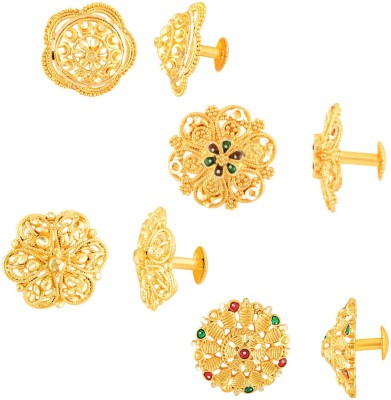 Divastri Traditional South Screw Back 1 one gram gold wedding bridal Stylish fancy party wear Ethnic Indian Temple jewellery Studs Meenakari Flower Ear rings for girls women Combo pack Golden Fancy Micro Antique Ruby Brass, Copper, Stone Stud Earring