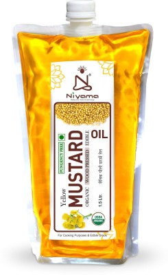 Niyama Yellow Mustard Cold Pressed Oil Jar (Sarso Ka Tel)| Ideal for Cooking, Baking Mustard Oil Pouch(1.5 L)