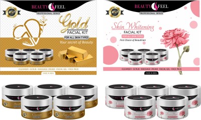 Beauty Feel 24 Carat Gold Skin Whitening Facial kit for Women & men Skin Glow, Professional Series for Fairness (550 gm)(5 x 110 g)