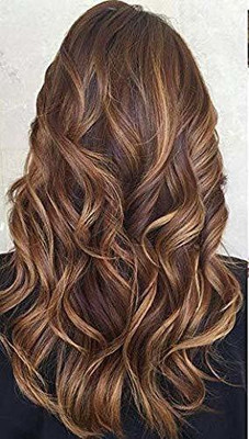 EASYOUNG  Extensions And Wigs Highlight Clip in Wavy/Curly Extension for Women (Golden) | 22 Inch Hair Extension