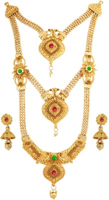 NM CREATION Alloy Gold-plated Green, Red Jewellery Set(Pack of 1)