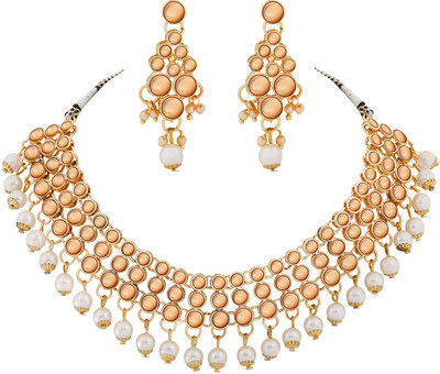 NM CREATION Alloy Gold-plated Rose Gold, White Jewellery Set(Pack of 1)