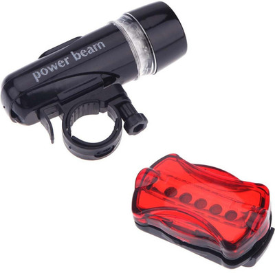 FASTPED Bicycle Cycle Front Head Light Headlight, LED Front Rear Light Combo(Black)