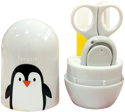 Jingle Kids Premium Quality 4 IN 1 Baby Manicure & Pedicure Grooming Nail Cutter Safety Essential Kit with Cute Printed Portable Travel Protective Case For Toddlers/Infants/New Borns(0 Months+)(WHITE)