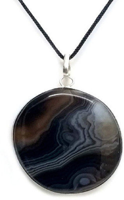 RATAN BAZAAR Silver Agate Stone Pendant