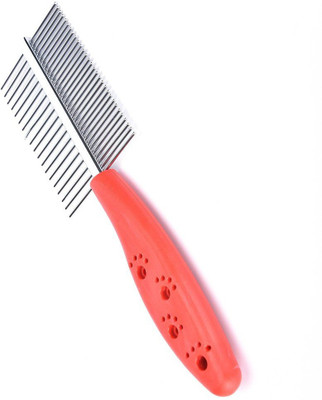 DIALPETS Double Sided Red Paw Printed Dog Comb Basic Comb for  Dog, Cat