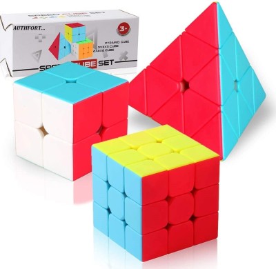 Authfort peed Cube Set, Stickerless Magic Cube Set of 2x2x2 3x3x3 Pyramid Frosted Puzzle Cube(0 Pieces)