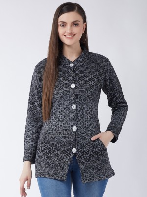 Pivl Self Design Collared Neck Casual Women Grey Sweater