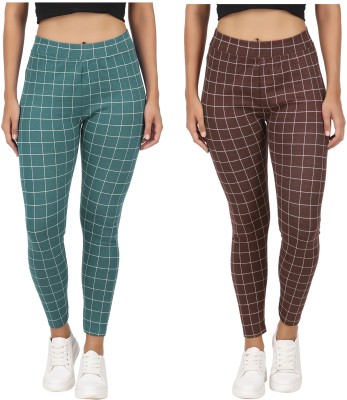 Just Live Fashion Checkered Women Multicolor Tights