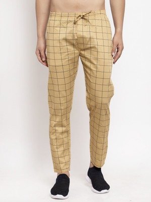 JAINISH Checkered Men Beige Track Pants