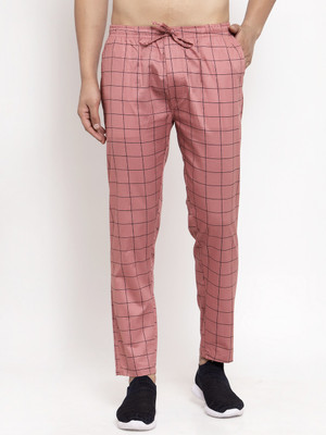 JAINISH Checkered Men Red Track Pants