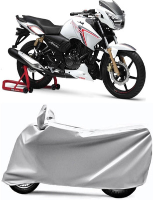 AUCTIMO Two Wheeler Cover for TVS(Apache RTR 180, Silver)