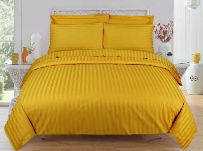 Classic Home 250 TC Polyester King Striped Flat Bedsheet(Pack of 1, Mango)