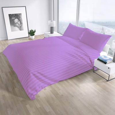 Classic Home 250 TC Polyester Double Striped Flat Bedsheet(Pack of 1, Pink)