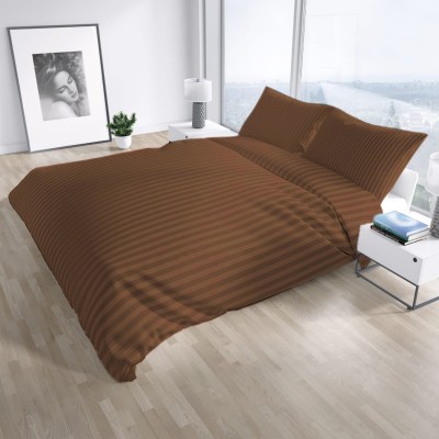 Classic Home 250 TC Polyester Double Striped Flat Bedsheet(Pack of 1, Coffee)