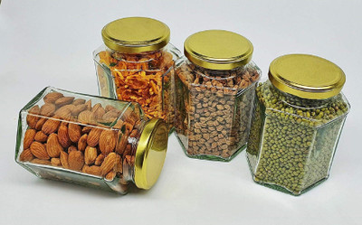 K AND D BROTHERS Glass Grocery Container  - 200 ml(Pack of 4, Clear)