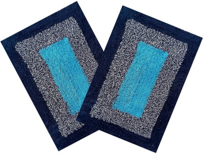 AHCOLLECTION Blue Cotton Carpet(1 ft,  X 1 ft, Rectangle)