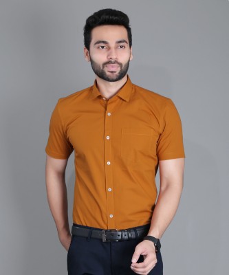 NEM Men Solid Casual Orange Shirt