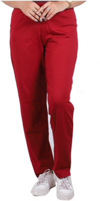 Jubination Relaxed Women Maroon Trousers