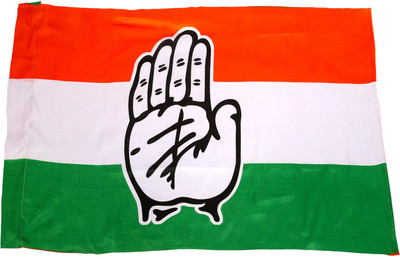 OMG Congress Flag / Election Flag / Political Flag / Congress Party Flag Size 40X60 Inch (Big Size) Pack of 1 Pc Rectangle Outdoor Flag(Polyester)