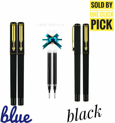 Luoshi Golden and Matte BLUE & BLACK Roller Smooth Gel Pen black+ 2 blue=set of 4) choice for Business & school and office supplies +Free 2 Refills Free Sold by one click pick Roller Ball Pen(Pack of 4, Ink Color - Blue, Black) Luoshi Golden and Matte BLUE & BLACK Roller Smooth Gel Pen black+ 2 blue=set of 4) choice for Business & school and office supplies +Free 2 Refills Free Sold by one click pick Roller Ball Pen(Pack of 4, Ink Color - Blue, Black)