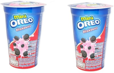 OREO Mini Strawberry Flavoured Cream Biscuit Cup (Pack of 2) 61.3g Cookies(2 x 30.65 g)