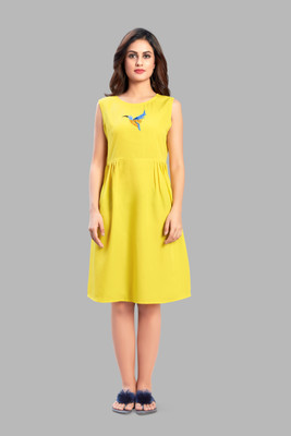 Vaani Creation Women A-line Yellow Mini/Short Dress