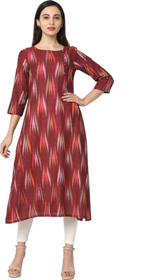 Saanjh Women Printed A-line Kurta(Maroon)