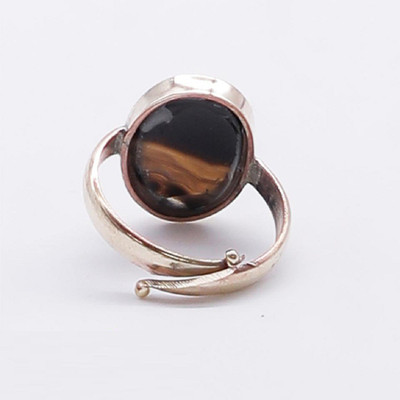 KUNDLI GEMS Sulemani Hakik stone ring 7.00 carat stone original Agate stone Lab Certified & astrological Purpose for unisex Stone Agate Silver Plated Ring