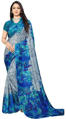 GLAM VILLA Printed Daily Wear Cotton Blend, Art Silk Saree(Multicolor)