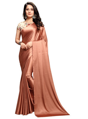 ANANT DESIGNER STUDIO Solid/Plain Bollywood Satin Saree(Mustard)