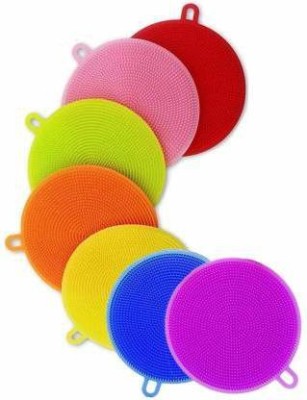 TOPHAVEN Cleaning Supplies Sponges Silicone Scrubber for Kitchen Non Stick Dishwashing & Baby Care Sponge Brush Household Health Tool(pack of 7) Scrub Pad Scrub Pad(Regular, Pack of 7)