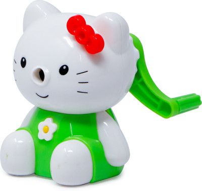 FIDDLERZ Cute Shaped Design Super Point Hand Held Pencil Sharpeners for Kids Pencil Sharpeners(Set of 1, Green, white)