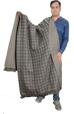 Vrinde Wool Checkered Men Shawl(Grey)