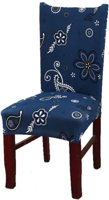 HOUSE OF QUIRK Polyester Paisley, Floral Chair Cover(Blue Pack of 1)