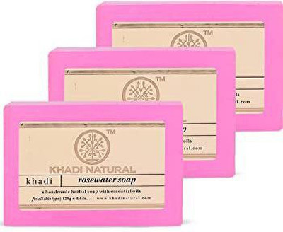 KHADI NATURAL Rose Water Soap(3 x 125 g)