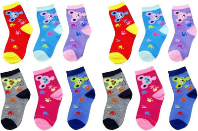 MAKHKHA Boys & Girls Self Design Ankle Length(Pack of 12)