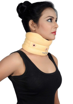 HULARA Soft Cervical Collar Neck Support Ajustable Neck Pain Relief Band-XL Neck Support(Beige)