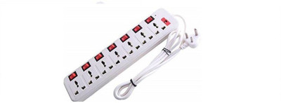 Leavess Extension board with 7 socket and 7 switch with 3 mtr long wire 7  Socket Extension Boards(White, Red, 3 m)